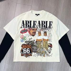 Camiseta de talla grande de buena calidad al por mayor, camiseta de doble capa de manga larga con gráfico personalizado de algodón 100% pesado para hombre - Product Image 6