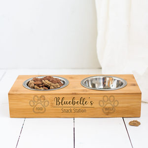 Mangeoire pour animaux de compagnie en bambou fabriqué à la main double station de bol de nourriture d'eau pour chien chat directement de l'usine - Product Image 5