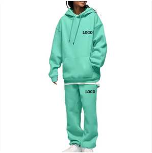 Conjunto de pantalones de chándal holgados para mujer, chándal personalizado de algodón de alta calidad, chándal de gran tamaño, chándales Unisex en blanco de peso pesado, 500gsm - Product Image 2