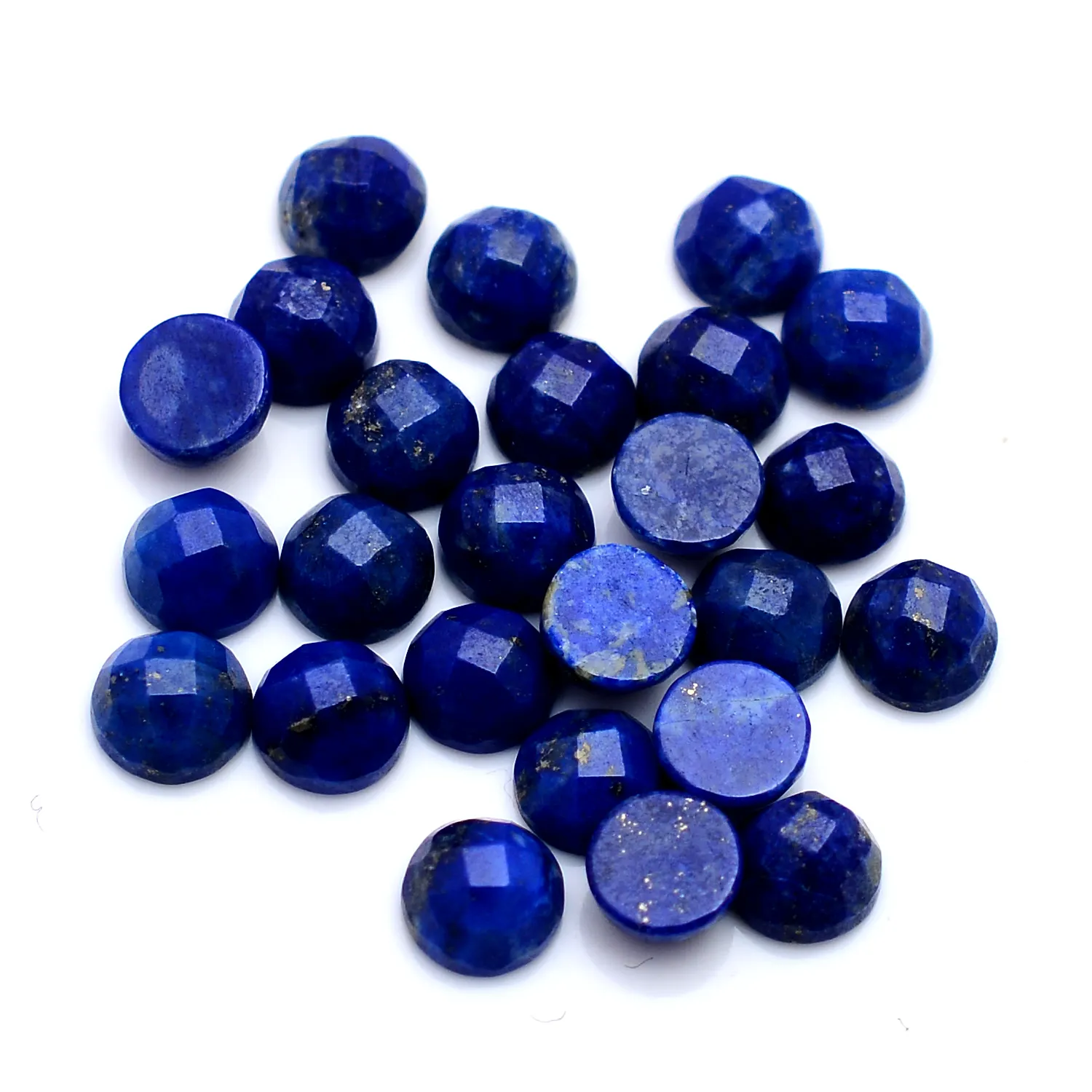 Doğal lapis lazuli 3mm - 30mm yuvarlak rosecut, lapis lazuli daire yönlü kabin, takı yapımı için gevşek taş