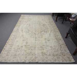 Tapis de 5,9 x 9,6 pieds, grand tapis turc, tapis blanc uni - Product Image 1