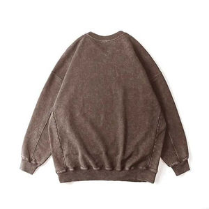Sweat-shirts d'hiver décontractés pour hommes avec logo personnalisé, style vintage américain, coupe oversize, basiques de haute qualité, col rond, épais 380 grammes, délavé à l'acide - Product Image 3