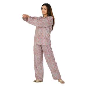 Ensemble de pyjama en coton léger fait à la main pour femmes chemise de nuit imprimée à la main pour l'été ensemble PJ fait à la main - Product Image 3