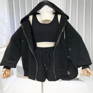 Taille haute Gym Shorts à manches courtes haut Fitness vêtements de sport Yoga entraînement deux pièces ensemble femmes vêtements printemps automne couleurs Long ensemble - Product Image 4