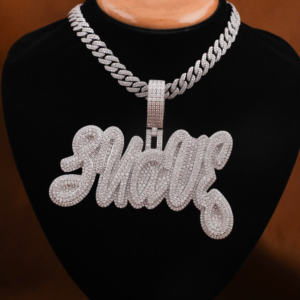 Lettre SUAVE personnalisée Moissanite pendentif en diamant or massif 14KT pendentif personnalisé de style Hip Hop entièrement glacé pour hommes - Product Image 1