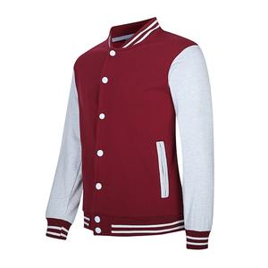Vente en gros Vestes universitaires unisexes Logo personnalisé Manteau en coton col montant décontracté Baseball Letterman polaire - Product Image 1