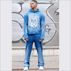 Conjuntos Deportivos Ultrafuncionales Transpirables de Algodón Puro, de Dos Piezas, con Capucha y Estampado de Letras, para Hombre, con Estampado Gráfico - Product Image 1