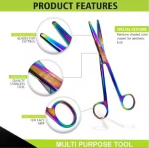 Ciseaux d'opération Mayo enduits de couleur arc-en-ciel lame droite tranchante ciseaux de salle d'opération de pansement chirurgical - Product Image 2