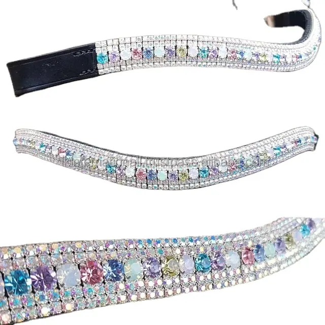 Deri kaş bantları 5 satır yüksek kalite özelleştirilmiş kristaller rhinestones mega bling el yapımı deri at kaş bandı tüm boyutları