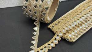 Encaje con Bordado Geométrico de Espejo, Cinta de Bordado de Cristal Simétrica de Lujo Ecológica, para Prendas Étnicas, Bolsos, Vestidos de Novia de Alta Costura - Product Image 4