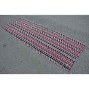 Alfombra Kilim de 9.4x3.6 pies, Alfombra Turca Vintage, Alfombra Oriental Azul Verde - Product Image 2