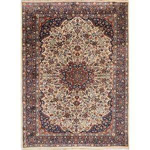 Tapis en laine noué à la main Aalam Blue Pae-5324 9x12 rectangulaire à motif médaillon pour la décoration de la maison, du salon ou de l'couloir - Product Image 1