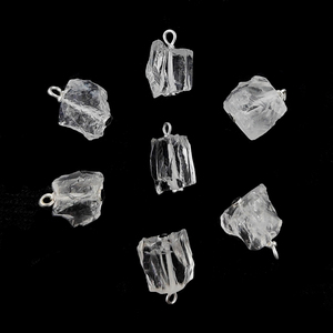 8-10mm Raw Crystal Clear Quartz <b>Sterling</b> <b>Silver</b> <b>Wire</b> Wrapped Gold Plated Charms for Making Jewelry Handmade - Product Image 3