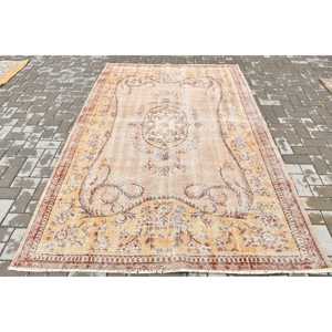 Vintage Rug, 5.5x8.4 ft Turkish Rug, <b>Brown</b> Oriental <b>Wool</b> Rug - Product Image 1