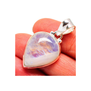 ชุดเครื่องประดับเงินสเตอร์ลิง925น่ารักชุดฝาลูกแพร์จี้มูนสโตนสีรุ้งจี้อัญมณีทำมือราคาดีที่สุด - Product Image 5