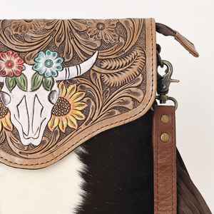 Sac en cuir fabriqué à la main Nouveau design Sac de cantine cousu à la mode occidentale Sac à bandoulière à rabat pour femmes - Product Image 3