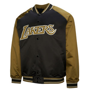 Chaqueta Bomber Varsity de satén teñido sólido de invierno unisex personalizada con cuello levantado, cierre de un solo botón, logotipo del equipo bordado - Product Image 5