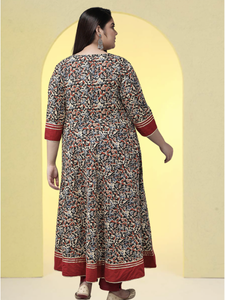 Anarkali kurti ผ้านุ่มใส่สบายสไตล์อินเดียดั้งเดิมพิมพ์ลายดอกไม้ - Product Image 3
