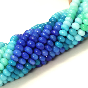 Beautiful Blue green shaded opal smooth rondelle shape <b>beads</b>, 7-10mm Beach <b>color</b> shade Opal gemstone <b>beads</b>, AAA quality opal, - Product Image 5