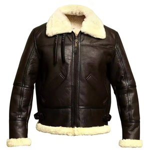 Vestes bombardier en cuir pour hommes, vestes bombardier en cuir Force pour hommes, vestes bombardier en cuir marron, aviateur, cuir d'agneau véritable, vestes pour hommes - Product Image 3
