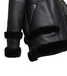 Veste bomber B-3 pour homme, prix d'usine, hiver, chaude, en cuir d'agneau véritable, imperméable, coupe-vent, tissu en toile - Product Image 4