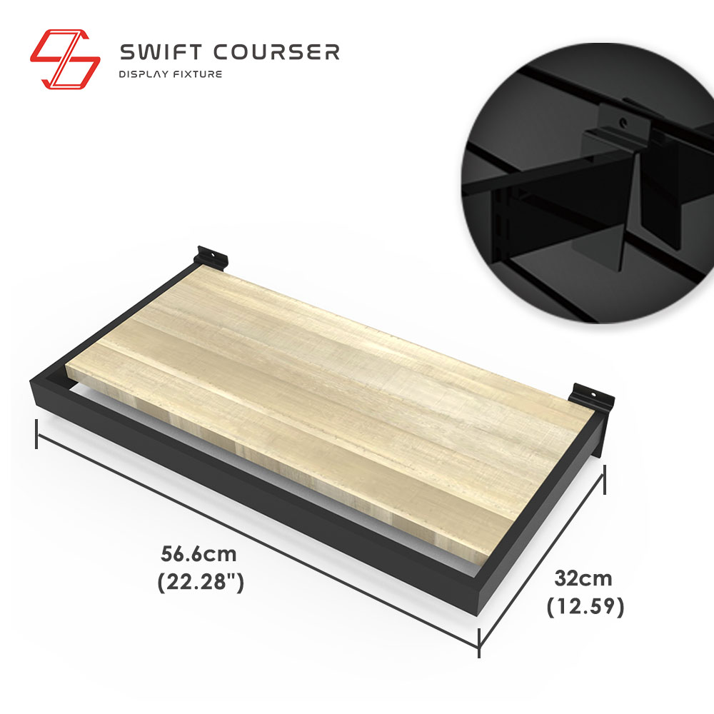 Frame (Black) + Wood Shelf (Light Brown)