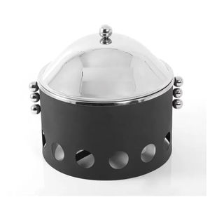 Marmite chauffante élégante en métal enduit noir pour le service de table de mariage et les occasions spéciales - Product Image 1