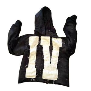 Conjunto de Pantalones y Sudadera con Capucha para Hombre, 100% Algodón, Estilo Casual, con Parches Bordados, Lavado Ácido Vintage Personalizado - Product Image 1