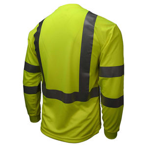 T-shirt à manches longues à logo imprimé sur écran personnalisé, haute visibilité, réfléchissant, pour la construction, vêtements de travail de sécurité durables pour hommes - Product Image 4