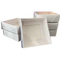 Boîte Cadeau en Carton Blanc de 9x9x3 cm avec Couvercle Transparent Mat pour Noël, Biscuits, Gâteaux, Bonbons, Emballage de Fête