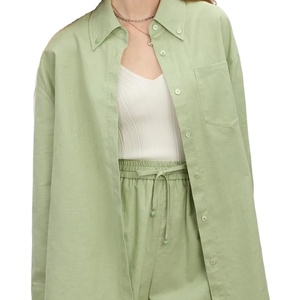 เสื้อเชิ๊ตทรงสั้นคอปก2ชิ้นสำหรับผู้หญิงชุดเสื้อผ้า100% น้ำหนักเบามีสไตล์ลำลองออกแบบได้ตามต้องการ - Product Image 1