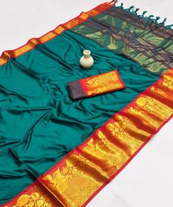 Party Wear Saree con Organza y Terciopelo Highlights - Product Image 1