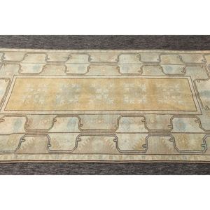 พรมวินเทจขนาดเล็ก 3.8x6.6 ฟุต พรมตุรกีลายเรขาคณิตสีเขียว - Product Image 5