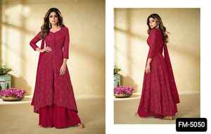 Costume de créateur indien ethnique en Georgette Salwar Kameez Broderie lourde Travail Nouveau vêtement de fête pour femme Ensemble fantaisie Dupatta - Product Image 4