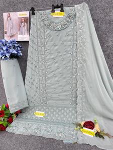 Costume pakistanais de bonne qualité Georgette broderie lourde travail complet avec Duppta pour mariage et fête porter au meilleur prix - Product Image 4