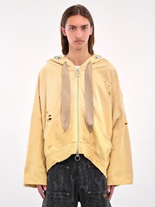 Qualité supérieure Fermeture à glissière Poids lourd Confortable Coupe décontractée Surdimensionné Distressed Vintage Coton lavé Mélange Sweats à capuche pour hommes - Product Image 3