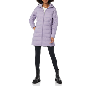 Chaqueta de invierno ligera Unisex de calidad premium Con cremallera larga Ropa acolchada con capucha púrpura para hombres y mujeres - Product Image 4