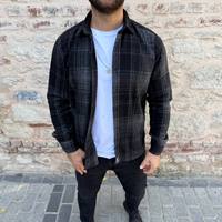 Chemise-veste à carreaux pour homme de haute qualité, à manches longues, boutonnée, avec poches, légère, pour un usage quotidien décontracté