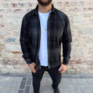 Chemise-veste à carreaux pour homme avec logo personnalisé, poches, légère, streetwear, confortable pour un usage quotidien décontracté - Product Image 6