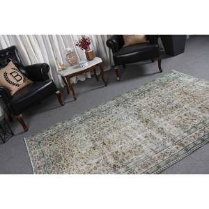 พรมขนสัตว์ตุรกีสีเบจ4.9 x 7.6ft คลาสสิกดีไซน์แบบเย็บปะติดปะต่อกันสำหรับห้องนั่งเล่นห้องนอนสี่เหลี่ยมพรมยาง - Product Image 2