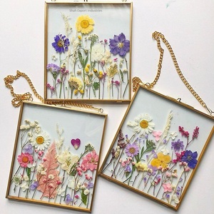 Wholesaler Glass and Brass Wall Hanging Photo <strong>Frame</strong> Double Glass <strong>Floating</strong> Flower Pressed Picture Glass <strong>Frame</strong> - Product Image 1