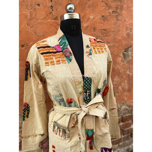 100% coton Animal Cut Work Jacket Style Kantha Jacket Multi-Color Handmade Ethnic Printed Designer - Product Image 3