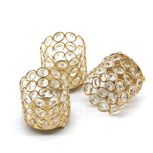 Candelero de cristal dorado Vendedor caliente Soporte de luz en T de forma redonda grande y soporte Decoración elegante Perfecta para bodas - Product Image 5