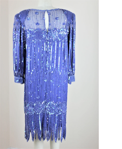 Vintage décontracté all-over perles conception lavable écologique robe broderie paillettes solide naturel taille a-ligne longueur midi - Product Image 6