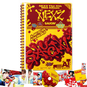 NEXZ SAUCIN' มินิอัลบั้มชุดที่ 4 [รุ่นสีเหลือง] ซีดี+โฟโต้บุ๊ค+โฟโต้การ์ด+แฟ้มใส่แผ่นเสียงแบบวงแหวน+โปสเตอร์แบบพับ+รูปถ่ายขนาดเล็ก ดนตรีเคป๊อป - Product Image 1