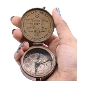 A mi marido, te amo, brújula de latón, regalos grabados para hombres, recuerdo romántico de bronce para él, su marido, aniversario de boda - Product Image 4