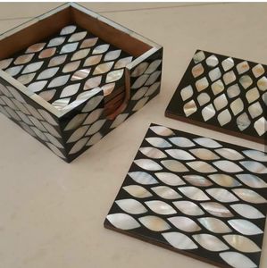 Lot de 4 dessous-de-verre de luxe écologiques en nacre, design rectangulaire, dernières nouveautés pour la maison, le bureau, le restaurant et la cuisine - Product Image 3