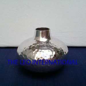 Aluminum Metal Round Shape Silver Plated Coastal Iron Flower <b>Vase</b> <b>Sets</b> of 2 Fancy Style Luxury Handmade Home Decorative - Product Image 3