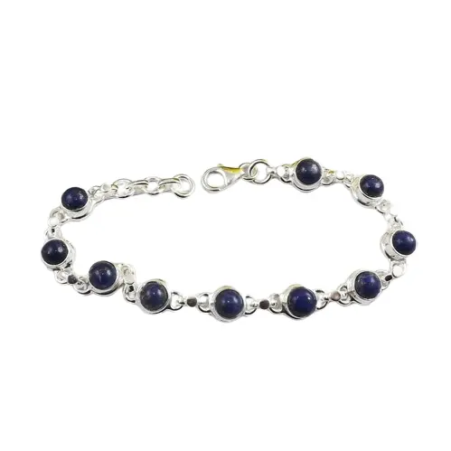 Batu permata Lapis Lazuli alami, 925 perak murni buatan tangan wanita anak perempuan, baju pesta, gelang perhiasan buatan tangan 925