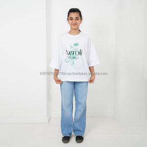 Vente en gros de t-shirt imprimé à col rond en tissu jersey pour fille de haute qualité de Turquie pour enfants - Product Image 5